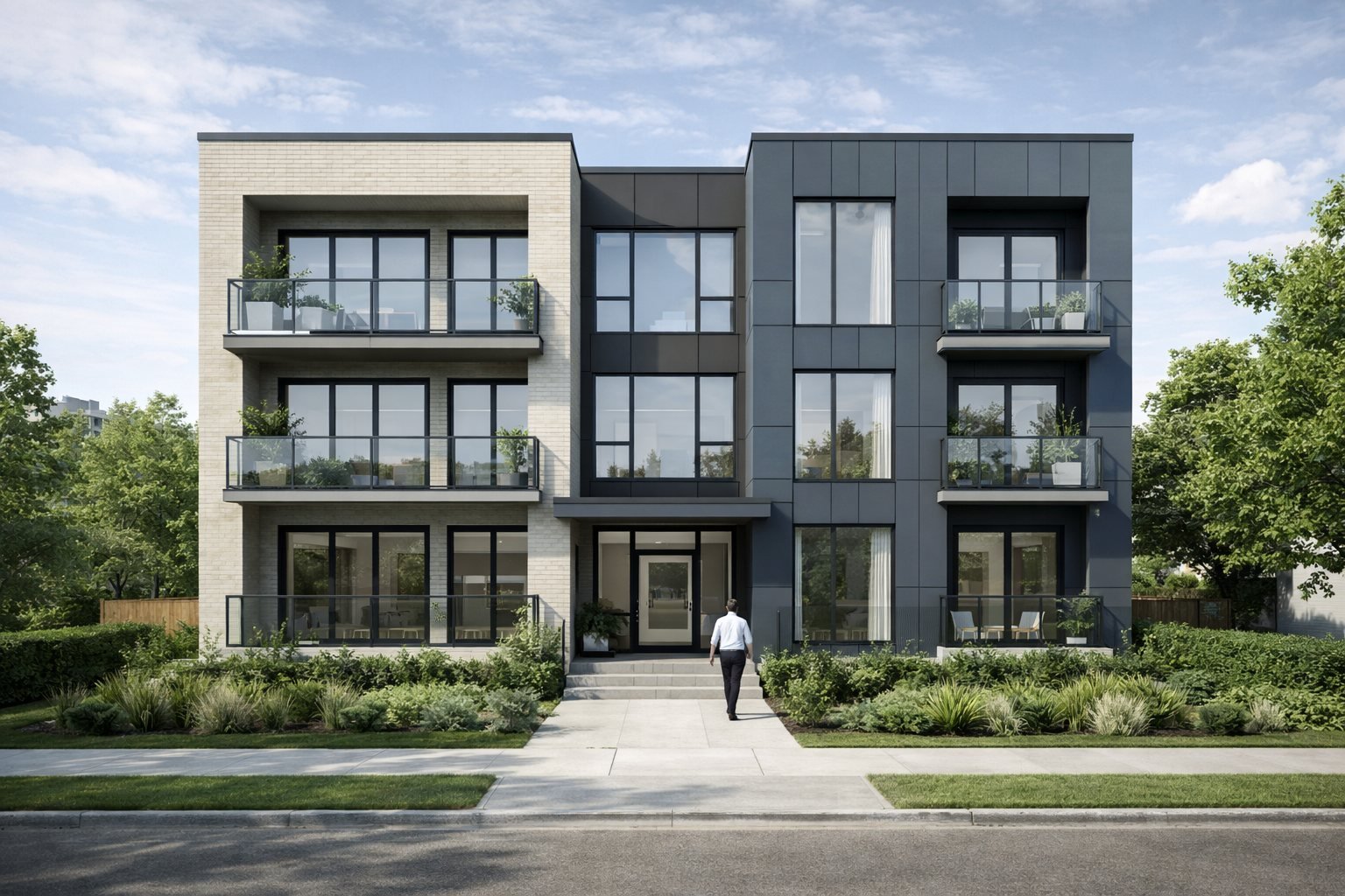 Representative architectural BIM visual of a multi-storey residential building