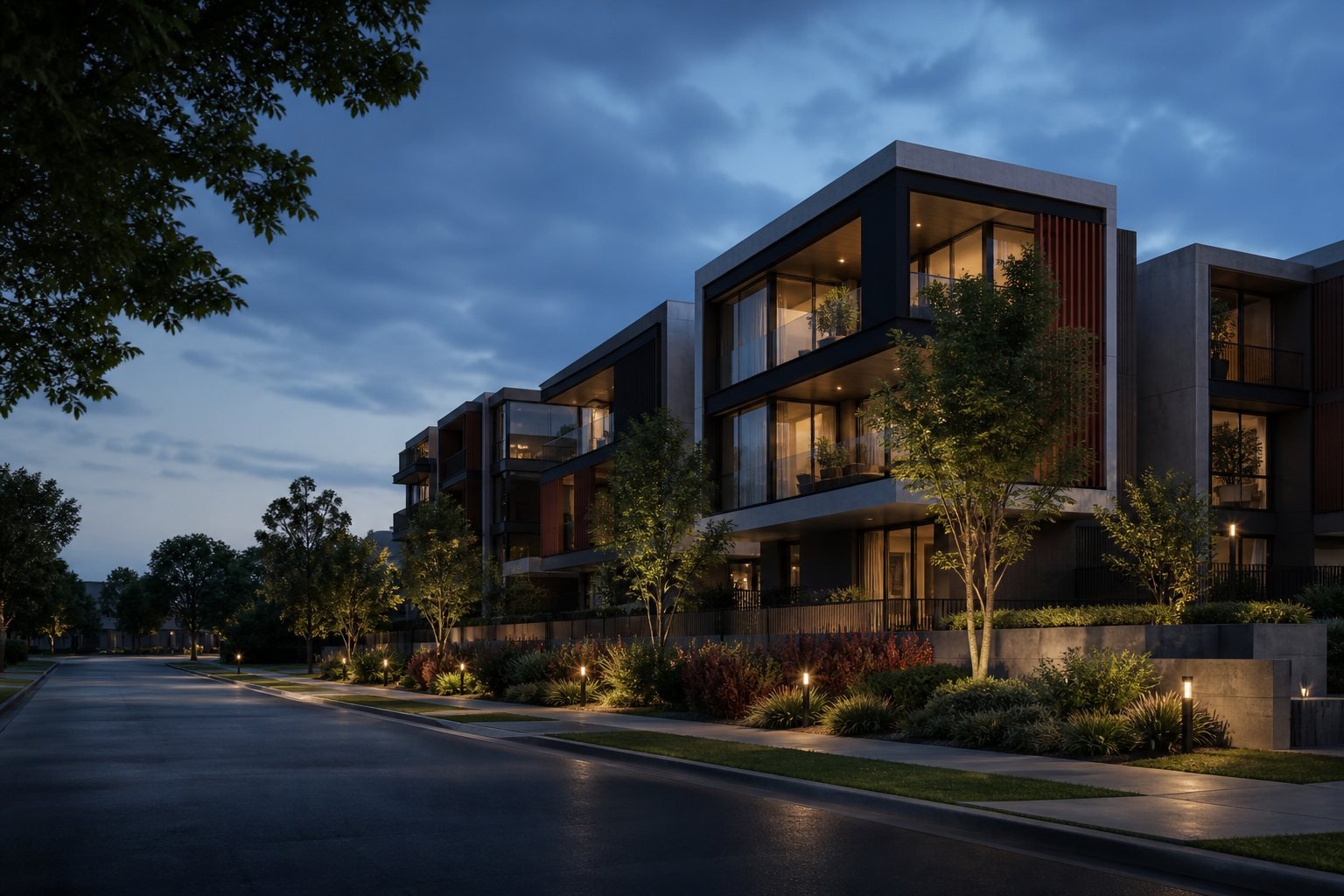 Representative architectural 3D visualisation of a contemporary residential development